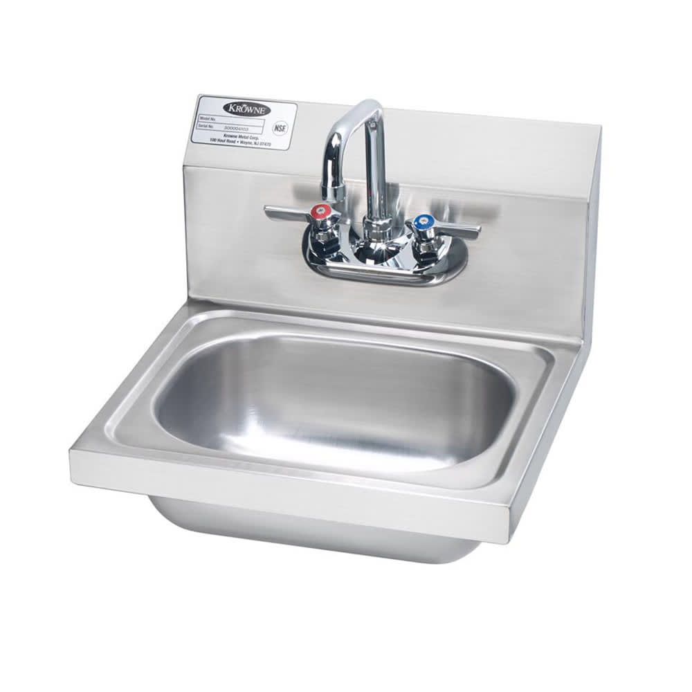 Krowne HS-2L Wall Mount Commercial Hand Sink w/ 12 1/2"L x 9 3/4"W x 5 7/8"D Bowl, Low Lead