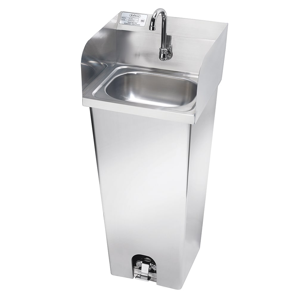 Krowne HS-40 Pedestal Commercial Touchless Hand Sink w/ 12 1/2"L x 9 3/4"W x 6"D, Side Splashes
