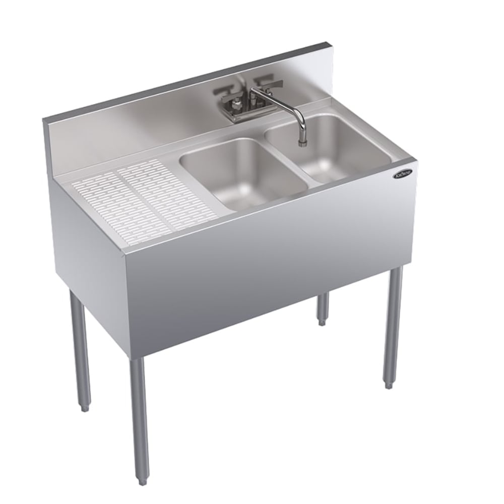 Krowne KR19-32R 36" 2 Compartment Sink w/ 10"W x 14"L Bowl, 10" Deep