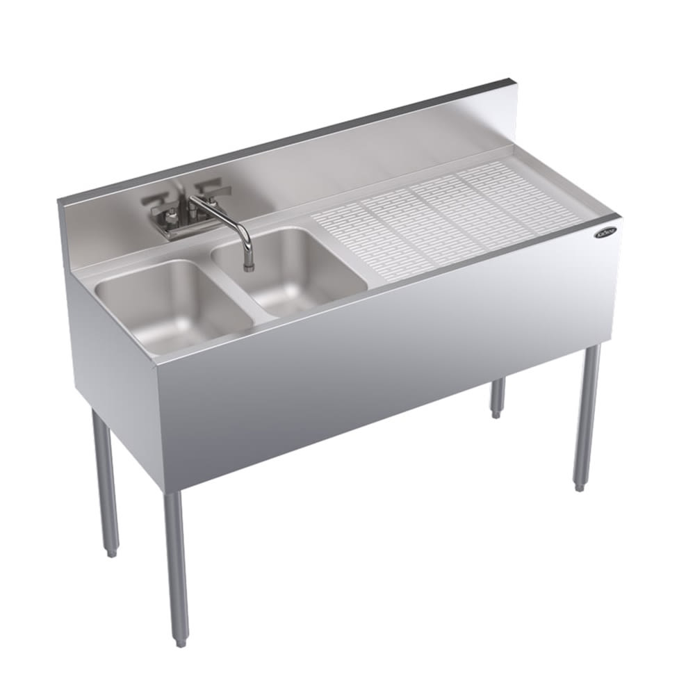 Krowne KR19-42L 48" 2 Compartment Sink w/ 10"W x 14"L Bowl, 10" Deep