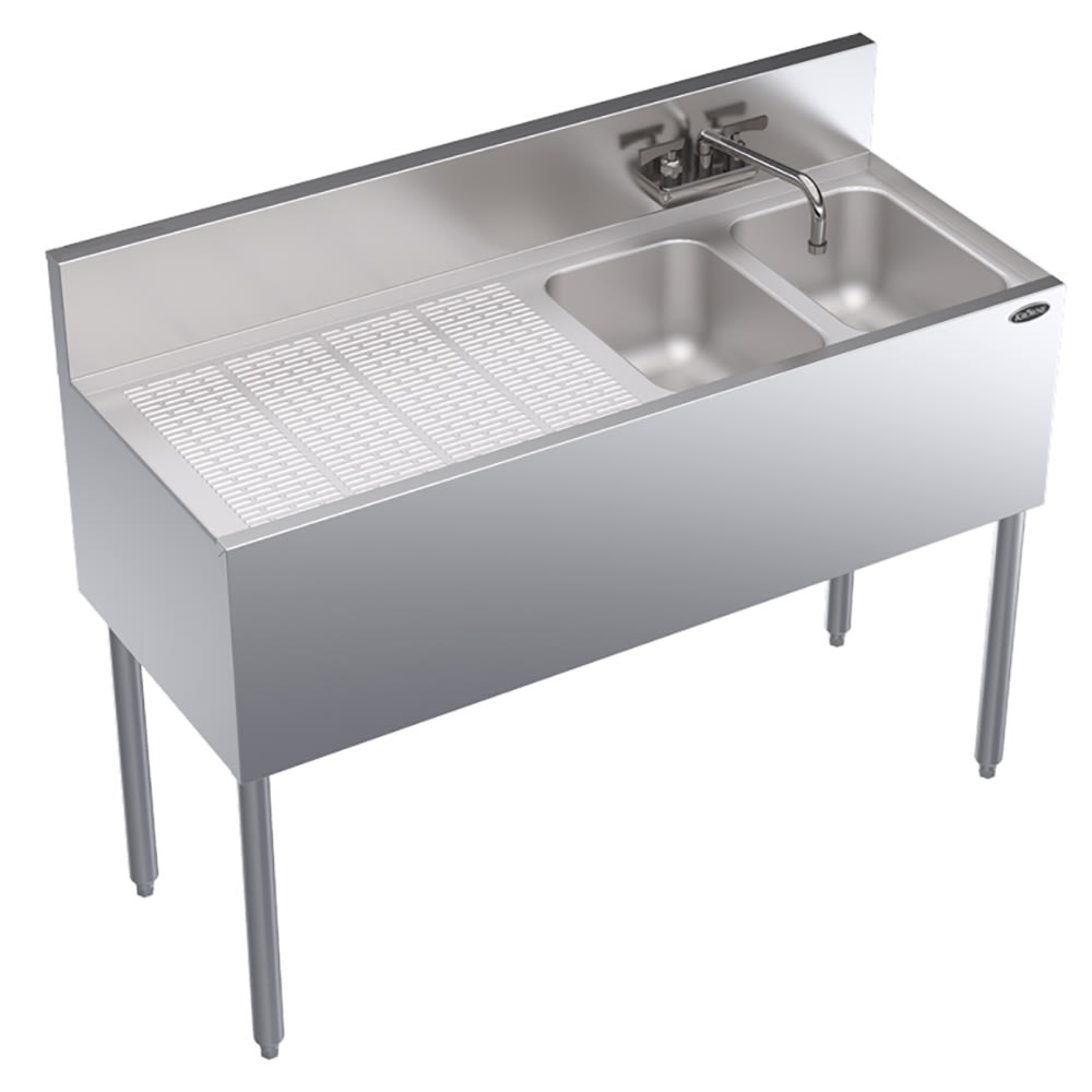 Krowne KR19-42R 48" 2 Compartment Sink w/ 10"W x 14"L Bowl, 10" Deep