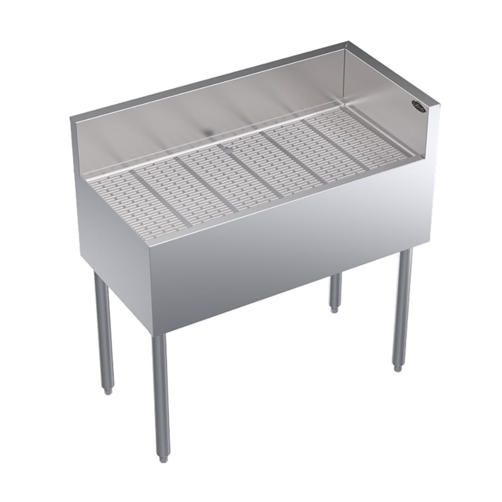 Krowne KR19-C36R Under Bar Freestanding Drainboard - 6 1/2" Back Splash on Rear/Right, 36" x 19"
