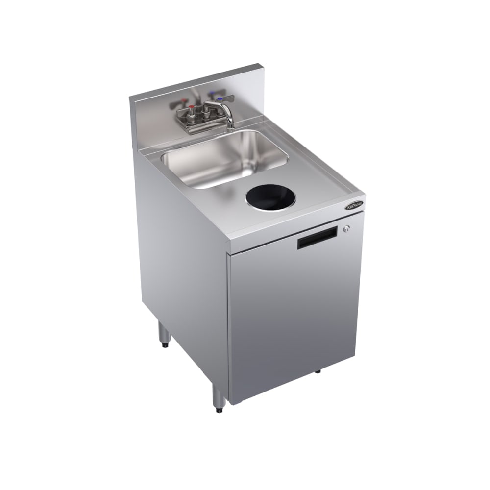 Krowne KR24-SD18C Under Bar Storage Unit w/ Sink - Hinged Door Base, Waste Chute, 18" x 24"