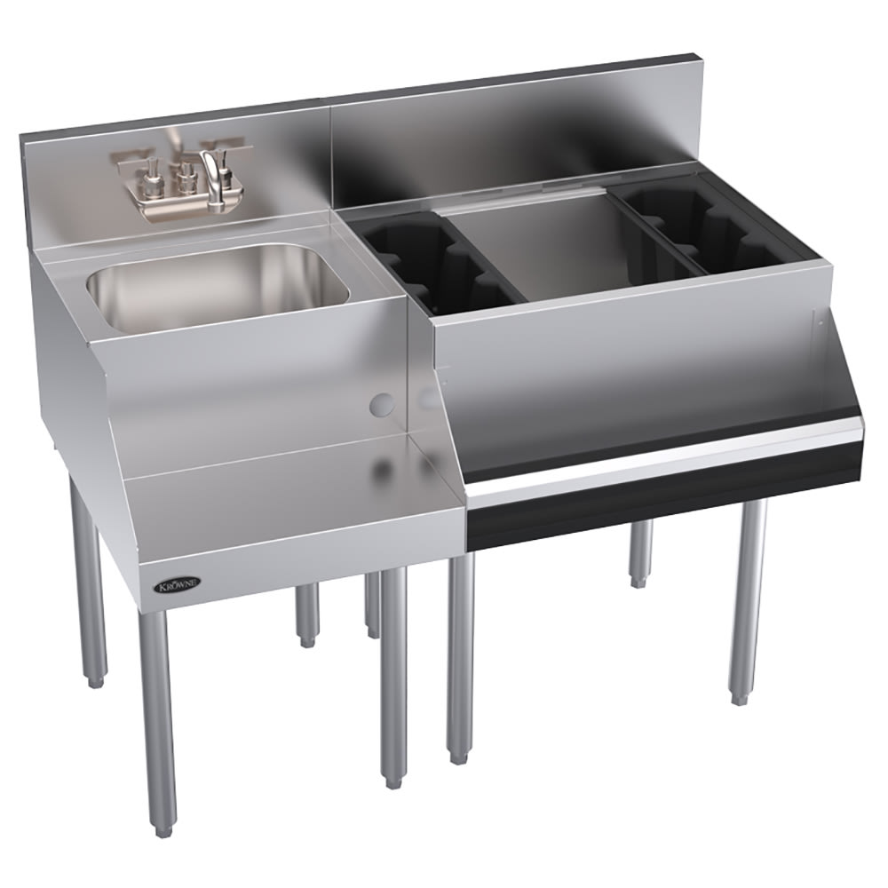 Krowne KR24-W42R-10 42" Royal 1800 Series Cocktail Station w/ 74 lb Ice Bin, Stainless Steel