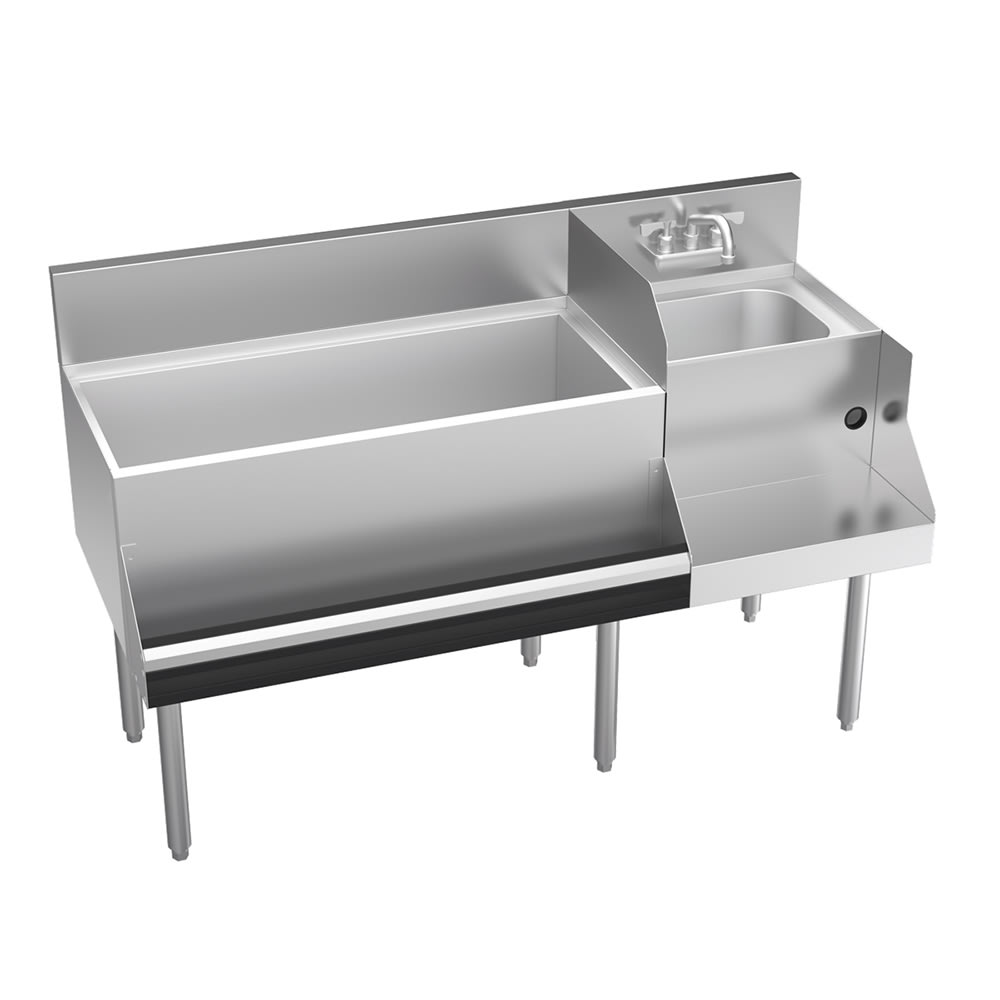 Krowne KR24-W54L-10 54" Royal 1800 Series Cocktail Station w/ 110 lb Ice Bin, Stainless Steel