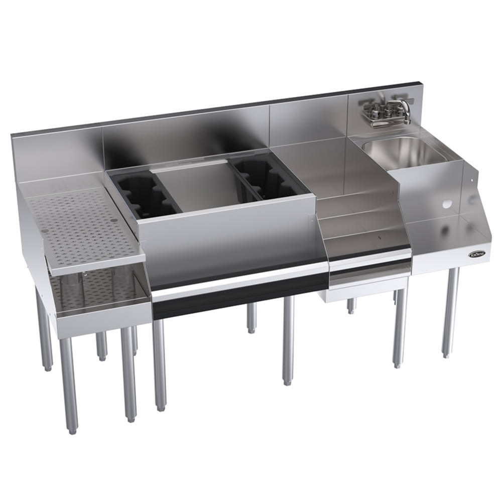 Krowne KR24-W60C-10 60" Royal 1800 Series Cocktail Station w/ 74 lb Ice Bin, Stainless Steel