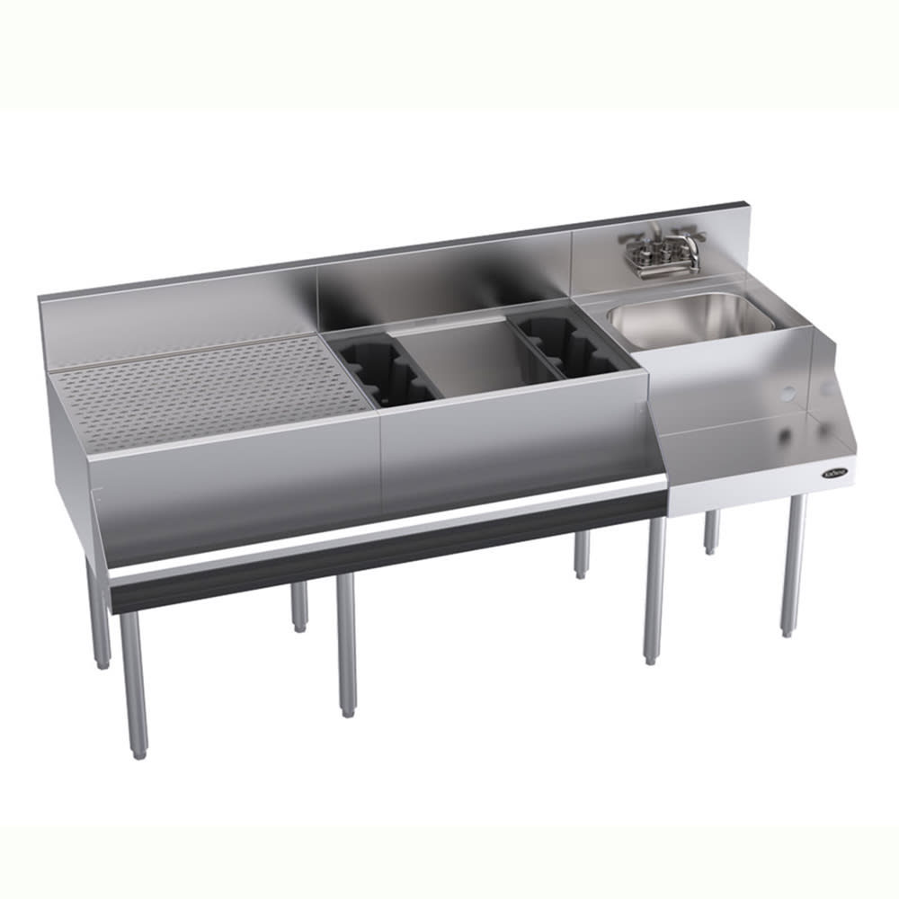Krowne KR24-W66A-10 66" Royal 1800 Series Cocktail Station w/ 74 lb Ice Bin, Stainless Steel