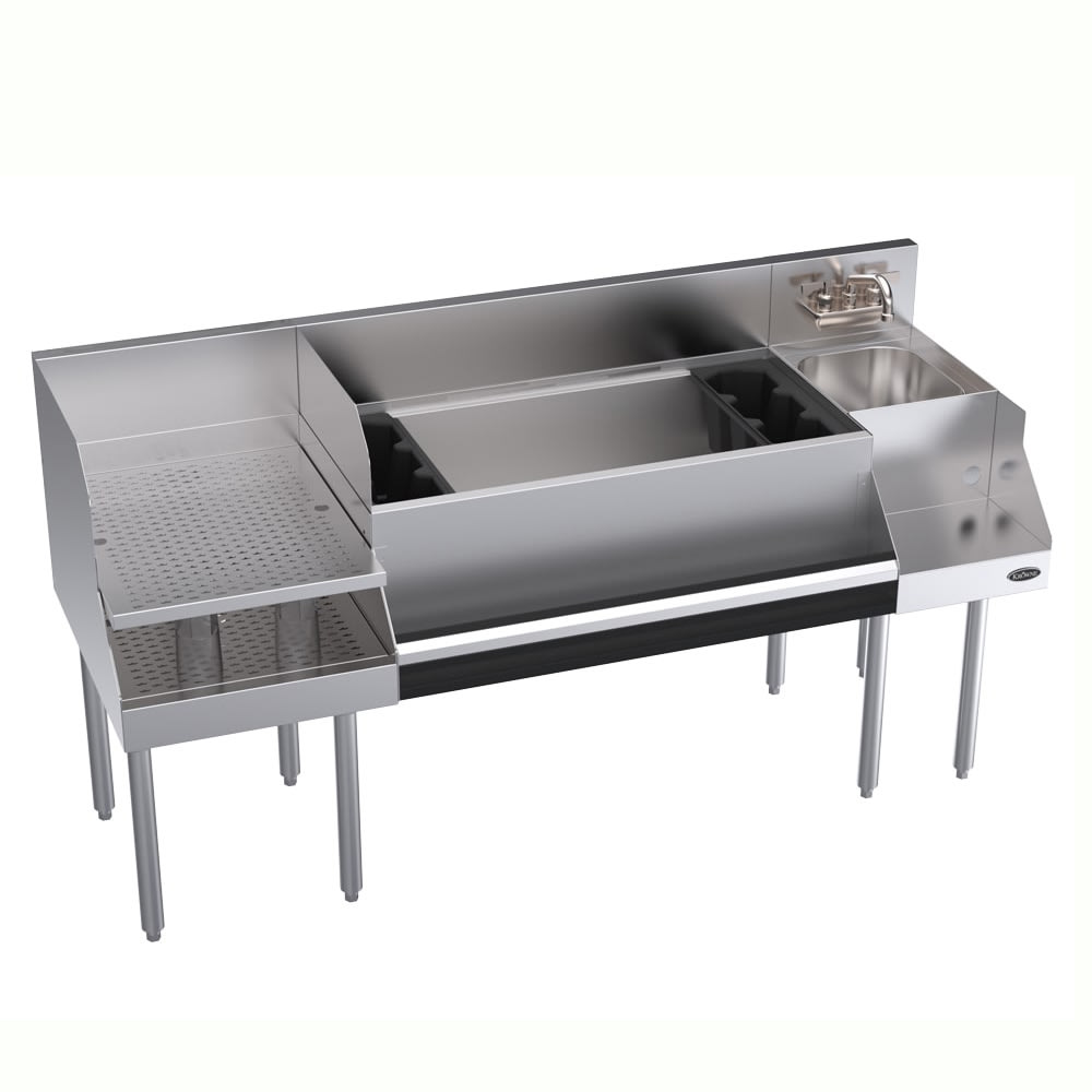 Krowne KR24-W66B-10 66" Royal 1800 Series Cocktail Station w/ 110 lb Ice Bin, Stainless Steel