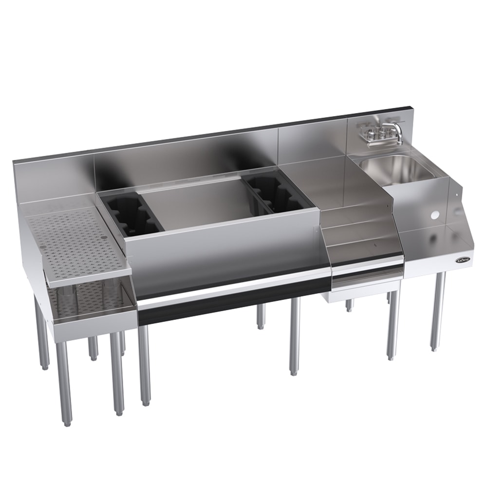 Krowne KR24-W66C-10 66" Royal 1800 Series Cocktail Station w/ 92 lb Ice Bin, Stainless Steel