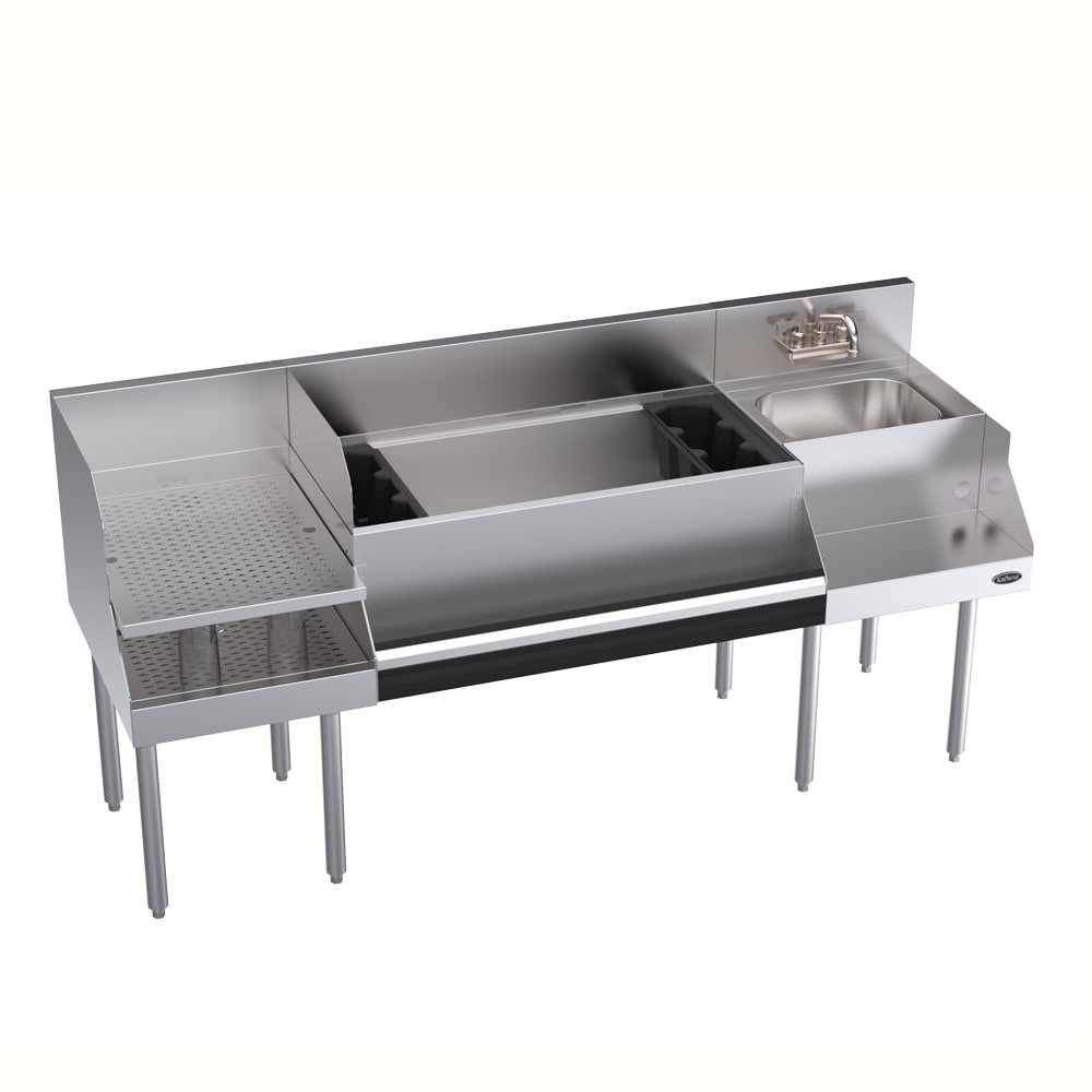 Krowne KR24-W72B-10 72" Royal 1800 Series Cocktail Station w/ 110 lb Ice Bin, Stainless Steel