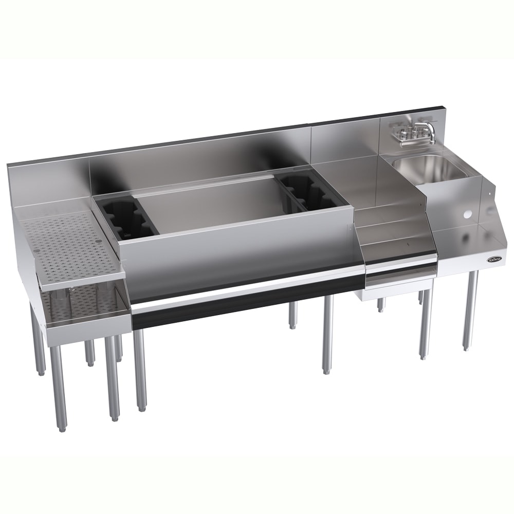 Krowne KR24-W72C-10 72" Royal 1800 Series Cocktail Station w/ 110 lb Ice Bin, Stainless Steel