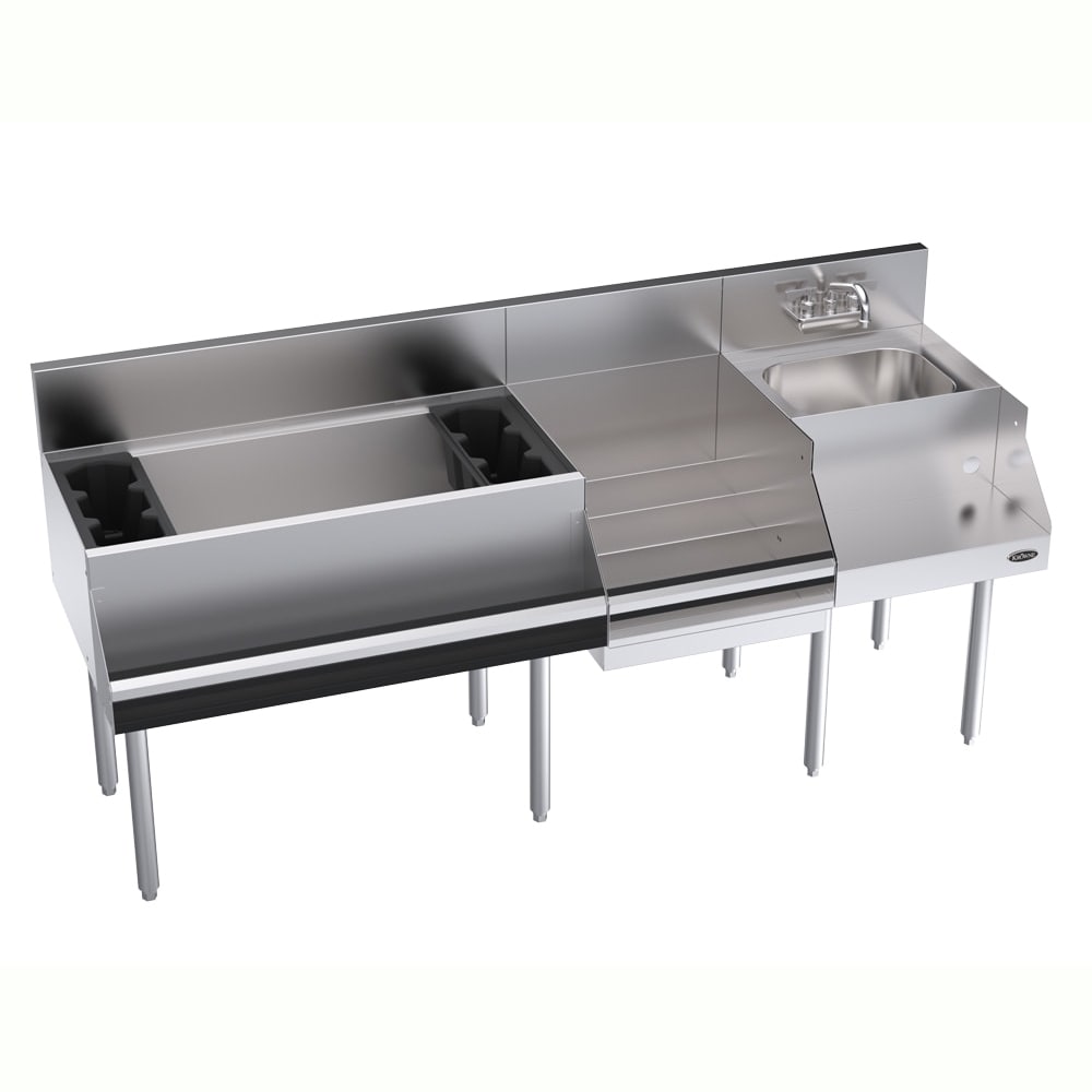 Krowne KR24-W72D-10 72" Royal 1800 Series Cocktail Station w/ 110 lb Ice Bin, Stainless Steel