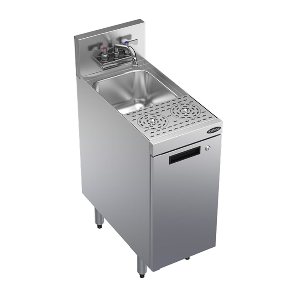 Krowne KR24-MD12-C Underbar Dump Sink w/ 10" x 12" x 7" Bowl - Cabinet Base & (2) Glass Rinsers, Stainless