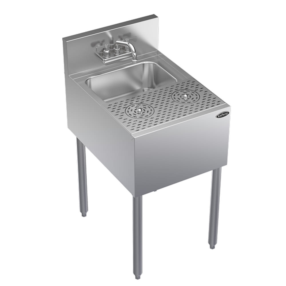 Krowne KR24-MD18 Underbar Dump Sink w/ 10" x 14" x 7" Bowl - (2) Glass Rinsers, Stainless Steel