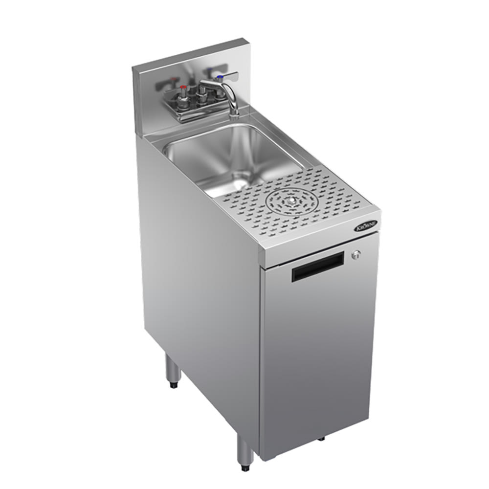 Krowne KR24-MS12-C Underbar Dump Sink w/ 10" x 12" x 6" Bowl - Cabinet Base & Glass Rinser, Stainless Steel