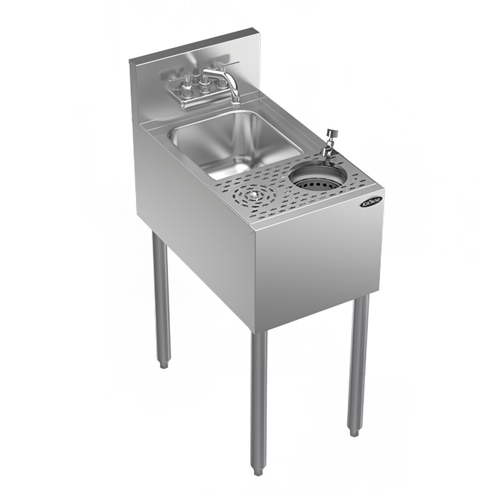Krowne KR24-MS14 Underbar Dump Sink w/ 10" x 14" x 7" Bowl - (1) Glass Rinser, Stainless Steel