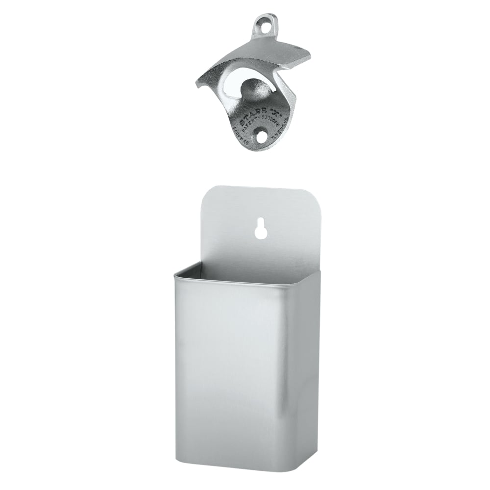 Krowne KR-401 7 7/8" Stainless Bottle Cap Catcher w/ 3 1/8" Cast Iron Bottle Opener