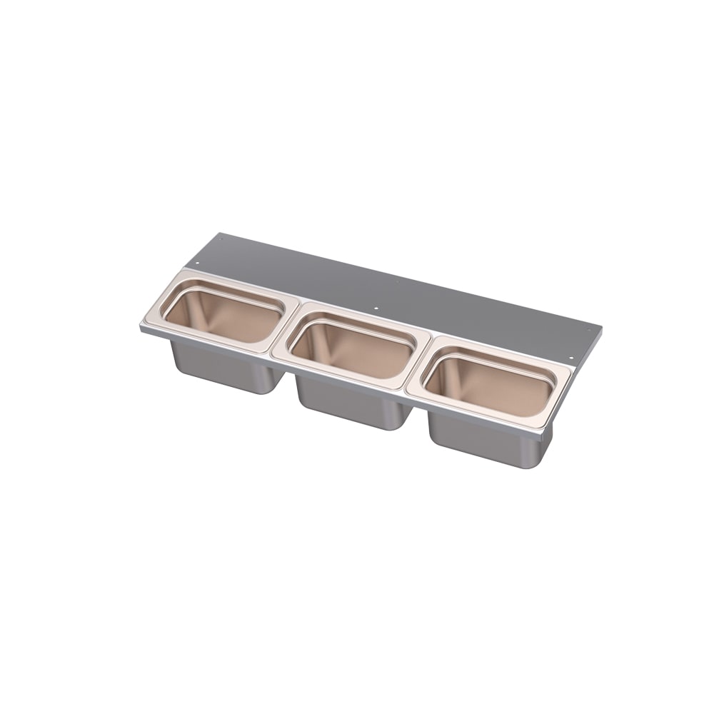Krowne KR-UMGT-3 (3) Compartment Bar Garnish Tray - No Lid, Undermount