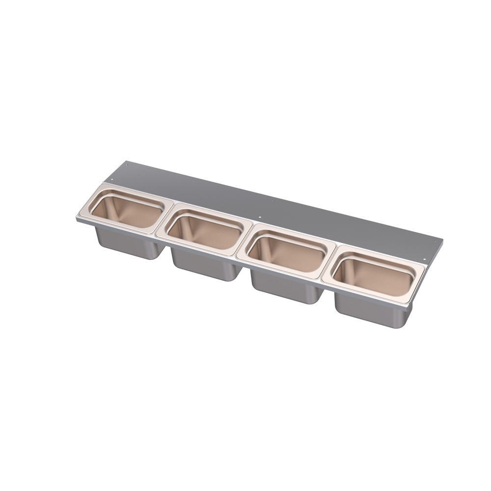 Krowne KR-UMGT-4 (4) Compartment Bar Garnish Tray - No Lid, Undermount