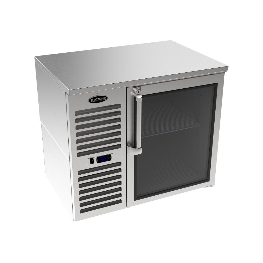 Krowne LS36L-KNS 36" Bar Refrigerator - 1 Swinging Glass Door, Silver, 115v