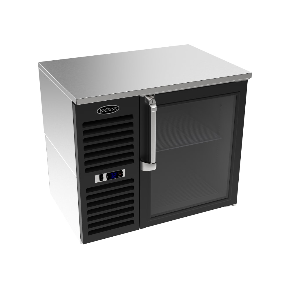 Krowne LS36R-GNS 36" Bar Refrigerator - 1 Swinging Glass Door, Black, 115v