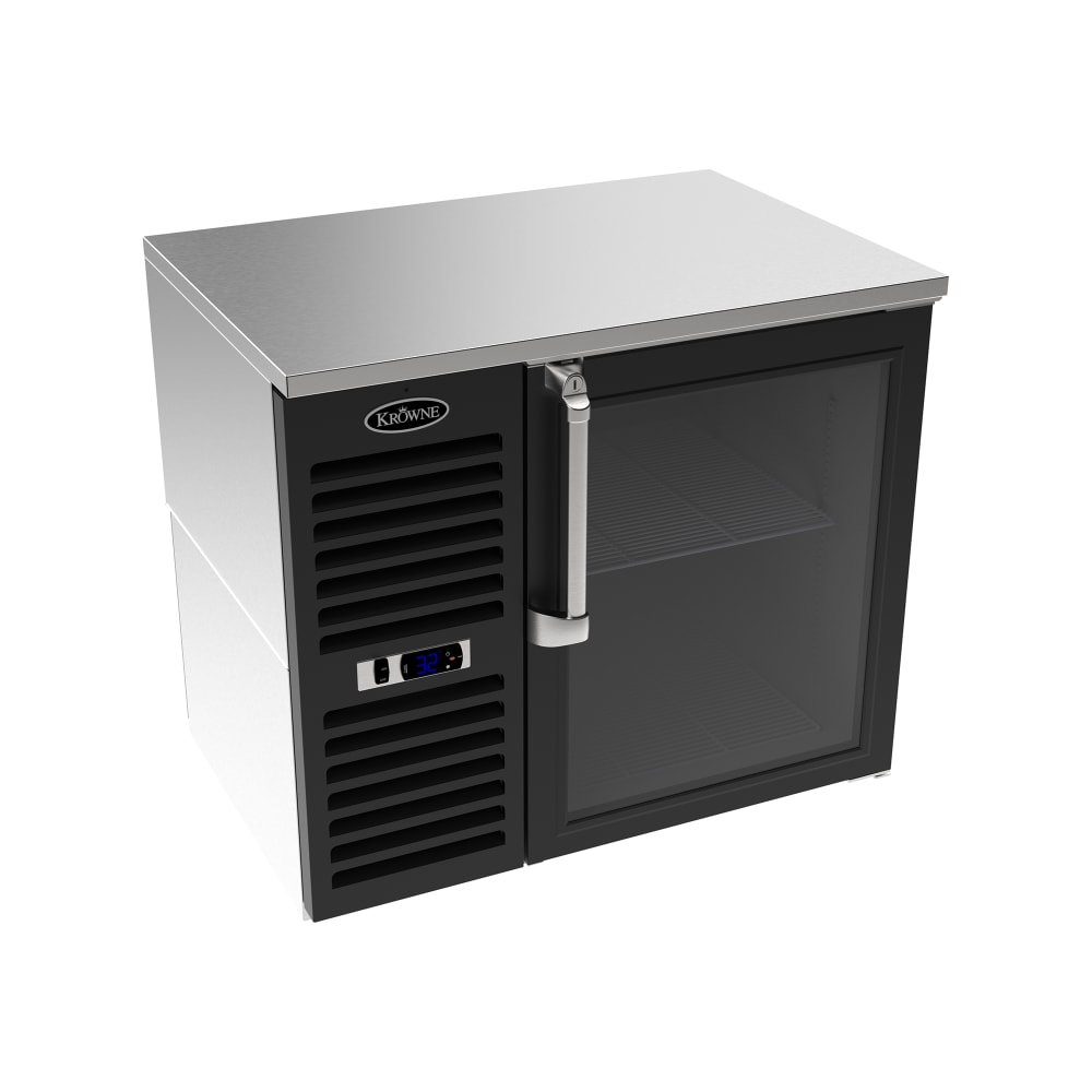 Krowne LS36R-GSS 36" Bar Refrigerator - 1 Swinging Glass Door, Black, 115v