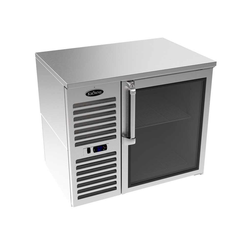 Krowne LS36R-KNS 36" Bar Refrigerator - 1 Swinging Glass Door, Silver, 115v