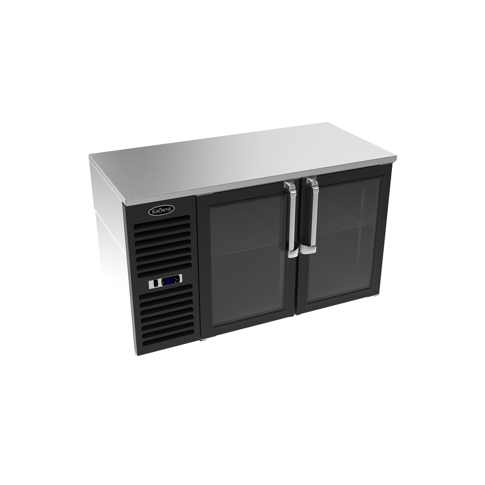 Krowne LS52L-GSS 52" Bar Refrigerator - 2 Swinging Glass Doors, Black, 115v