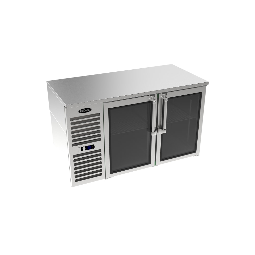Krowne LS52L-KNS 52" Bar Refrigerator - 2 Swinging Glass Doors, Silver, 115v