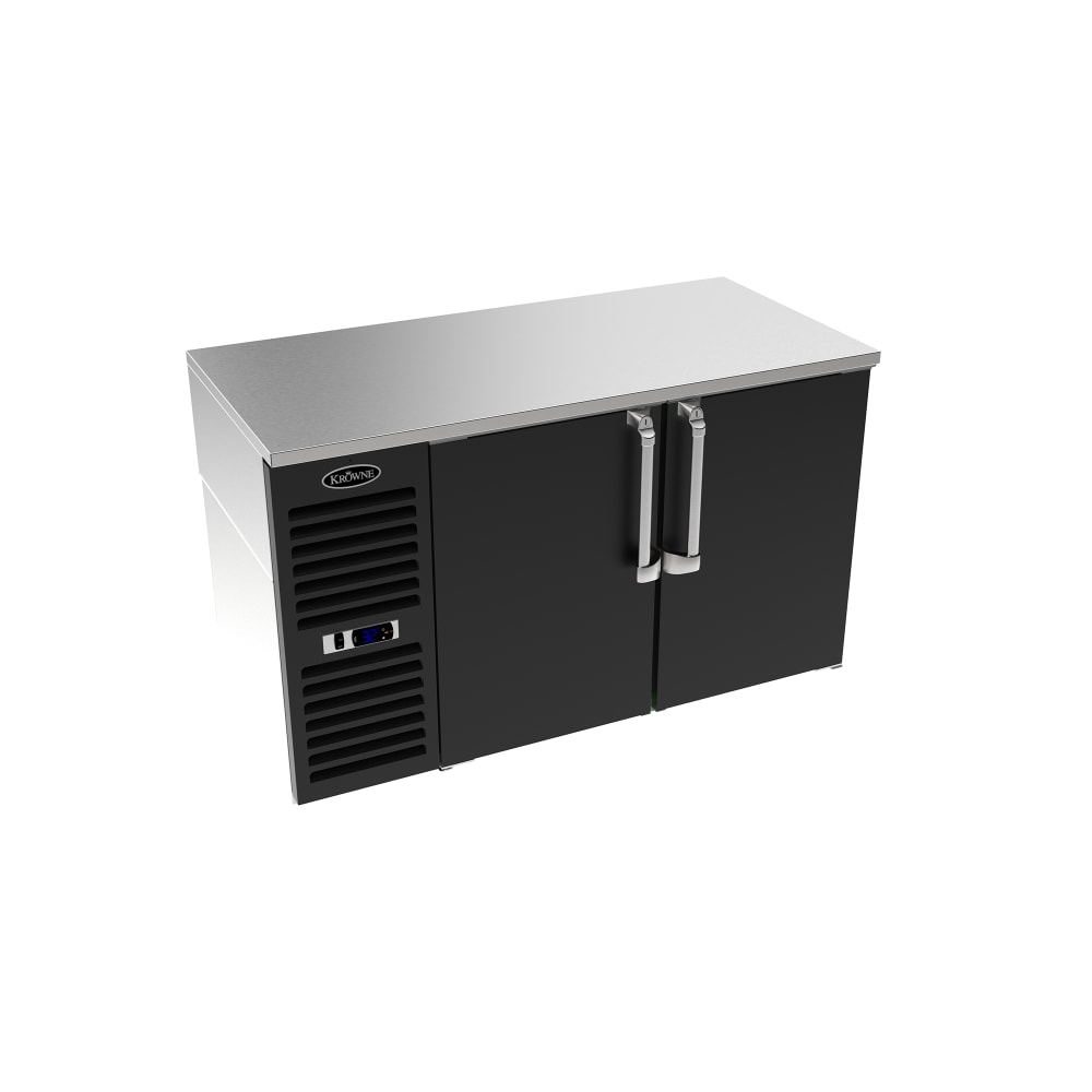 Krowne LS52R-BNS 52" Bar Refrigerator - 2 Swinging Solid Doors, Black, 115v