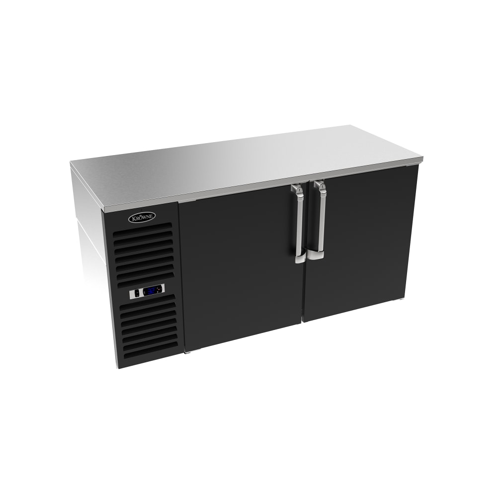 Krowne LS60L-BNS 60" Bar Refrigerator - 2 Swinging Solid Doors, Black, 115v