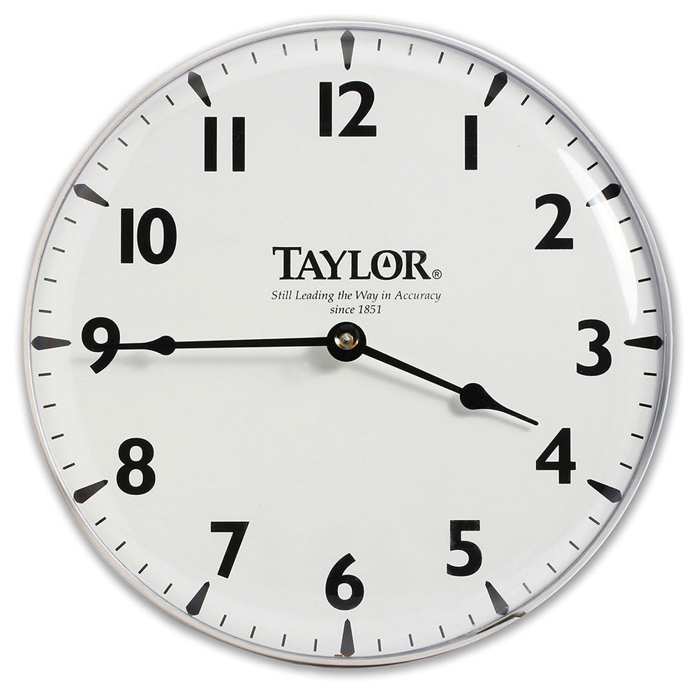 Taylor 166 Patio Clock w/ Silk Screen Graphics, 12 15/16", Brushed Silver