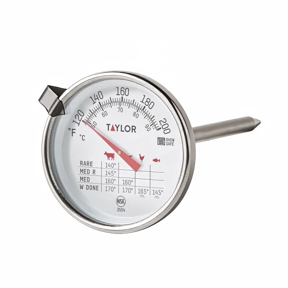 Taylor 3504 2" Dial Type Meat Thermometer w/ 4 1/2" Stem, 120 to 210 Degrees F