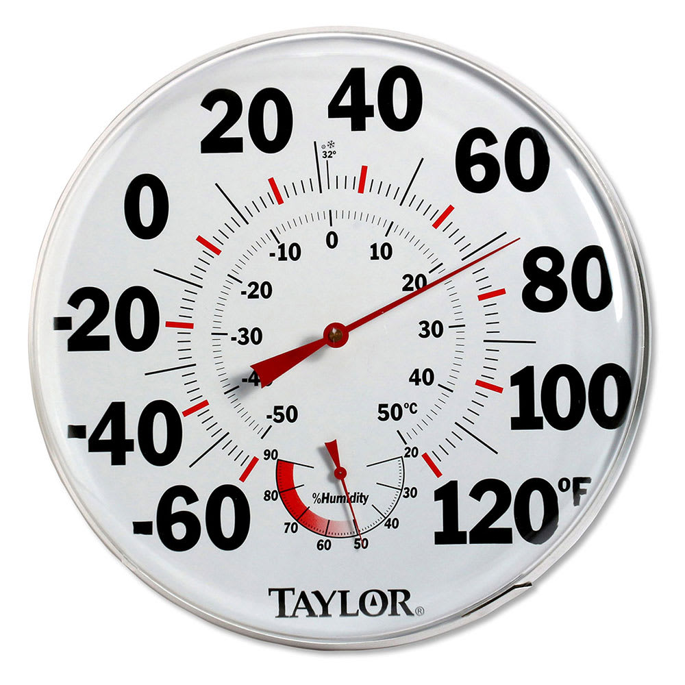 Taylor 497J Wall Thermometer w/ Relative Humidity Scale, -60 to 120 F Degrees