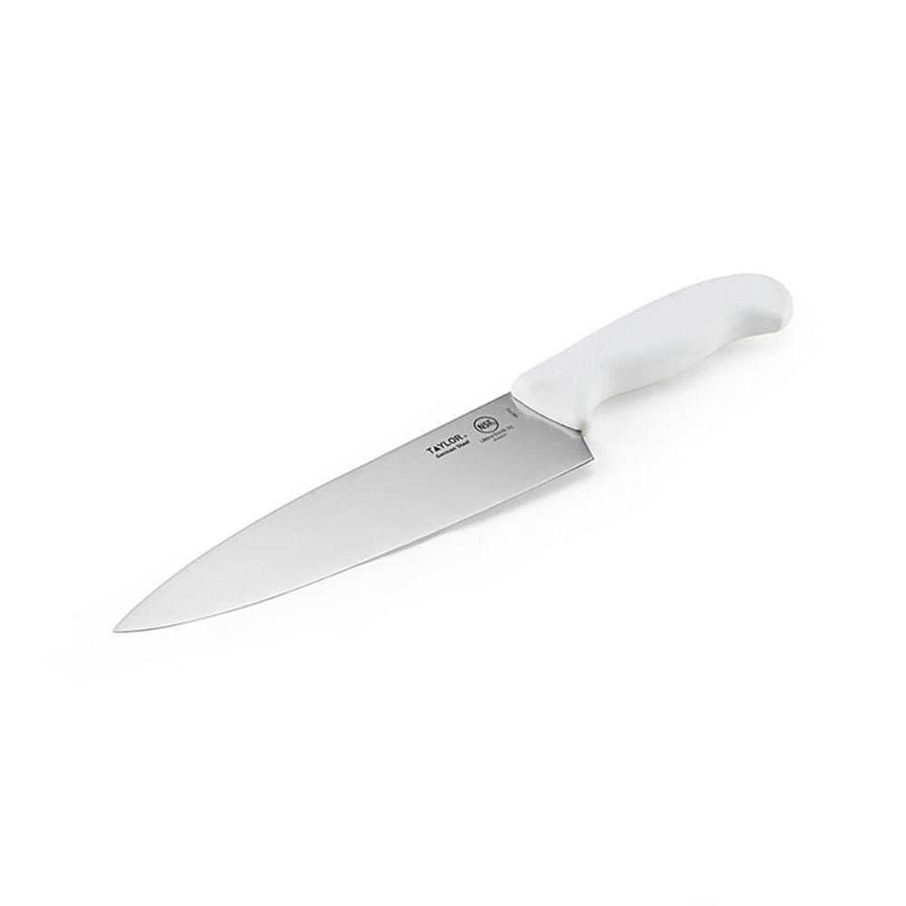 Taylor 5248371 8" Chef's Knife w/ White Nylon/Silicone Handle, High Carbon German Steel
