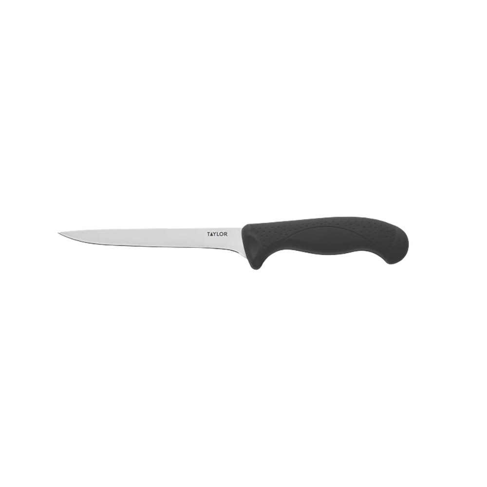 Taylor 5248378 6" Fillet Knife w/ Black Nylon/Silicone Handle, High Carbon German Steel