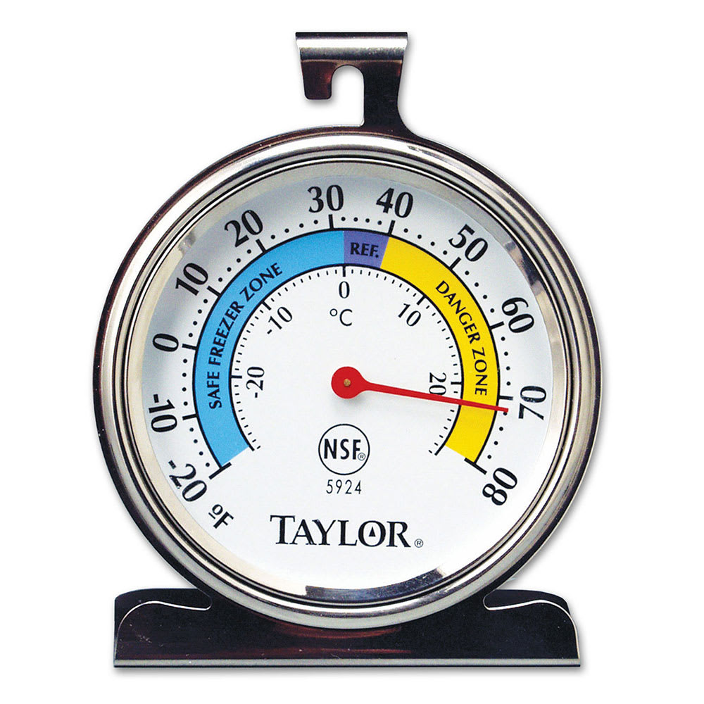 Taylor 5924 Refrigerator & Freezer Thermometer w/ 3 1/4" Dial Face, Stainless