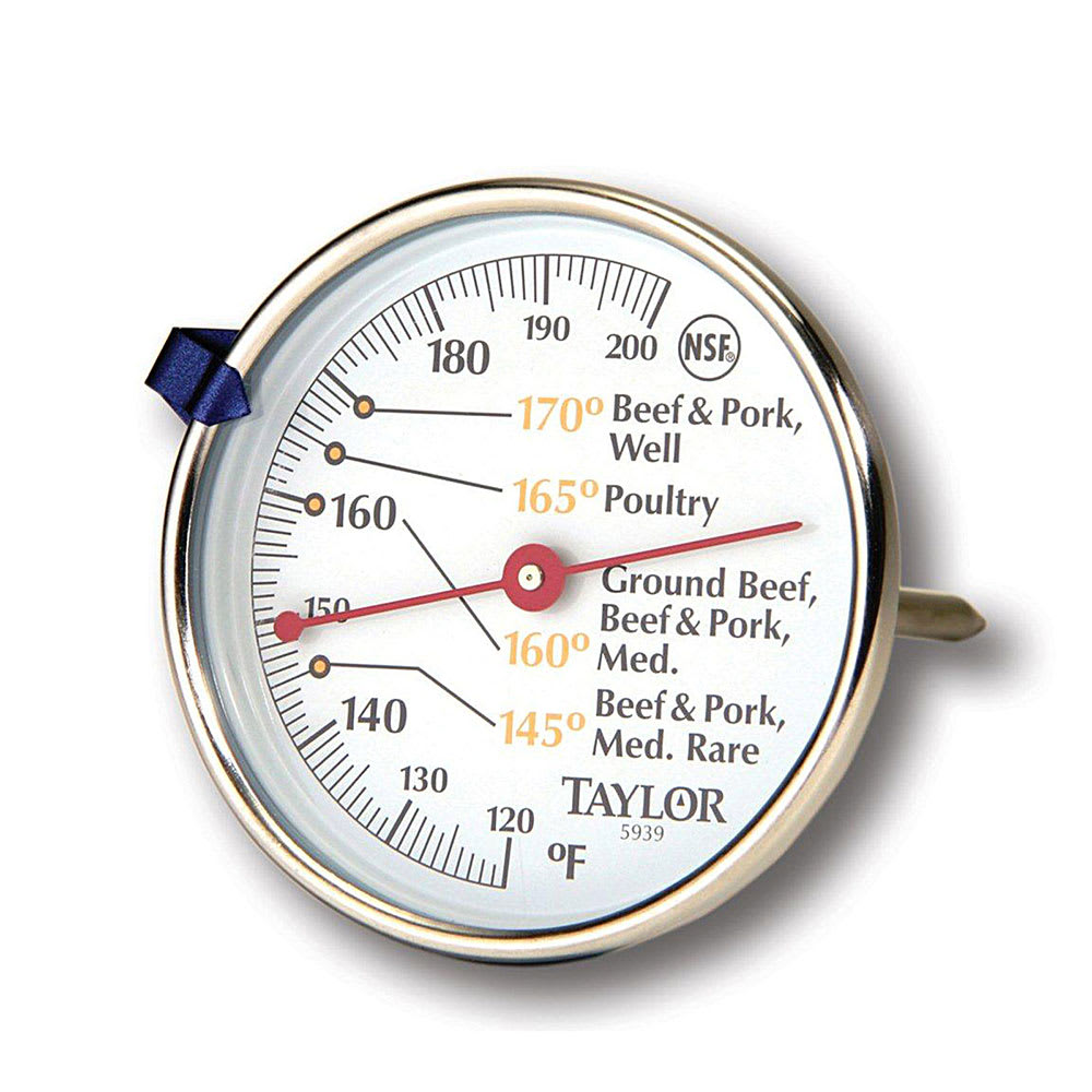 Taylor 5939N 2 3/4" Dial Type Meat Thermometer w/ 4 1/2" Stem, 120 to 212 Degrees F