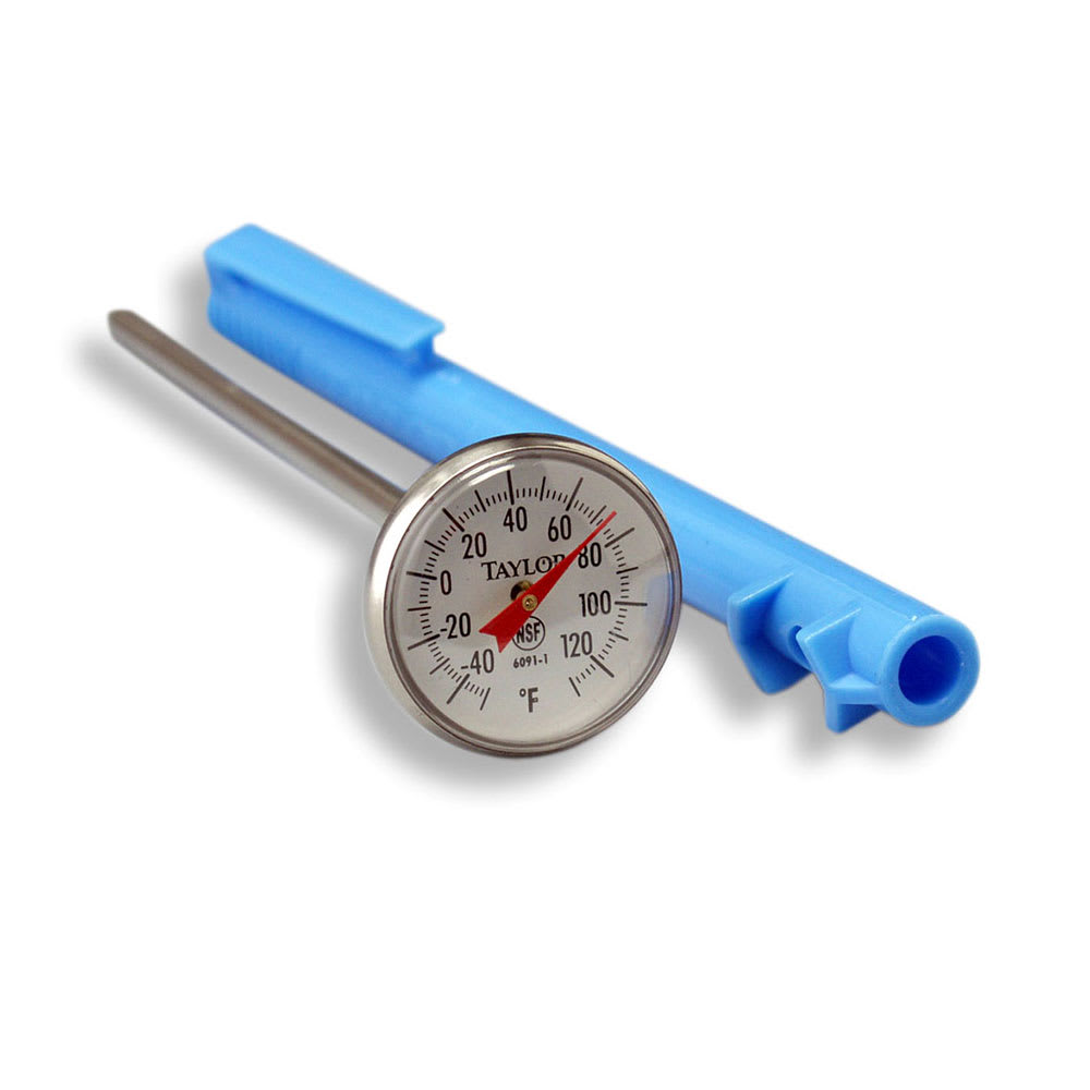 Taylor 6091N 1" Dial Type Pocket Thermometer w/ 5" Stem, -40 to 120 Degrees F