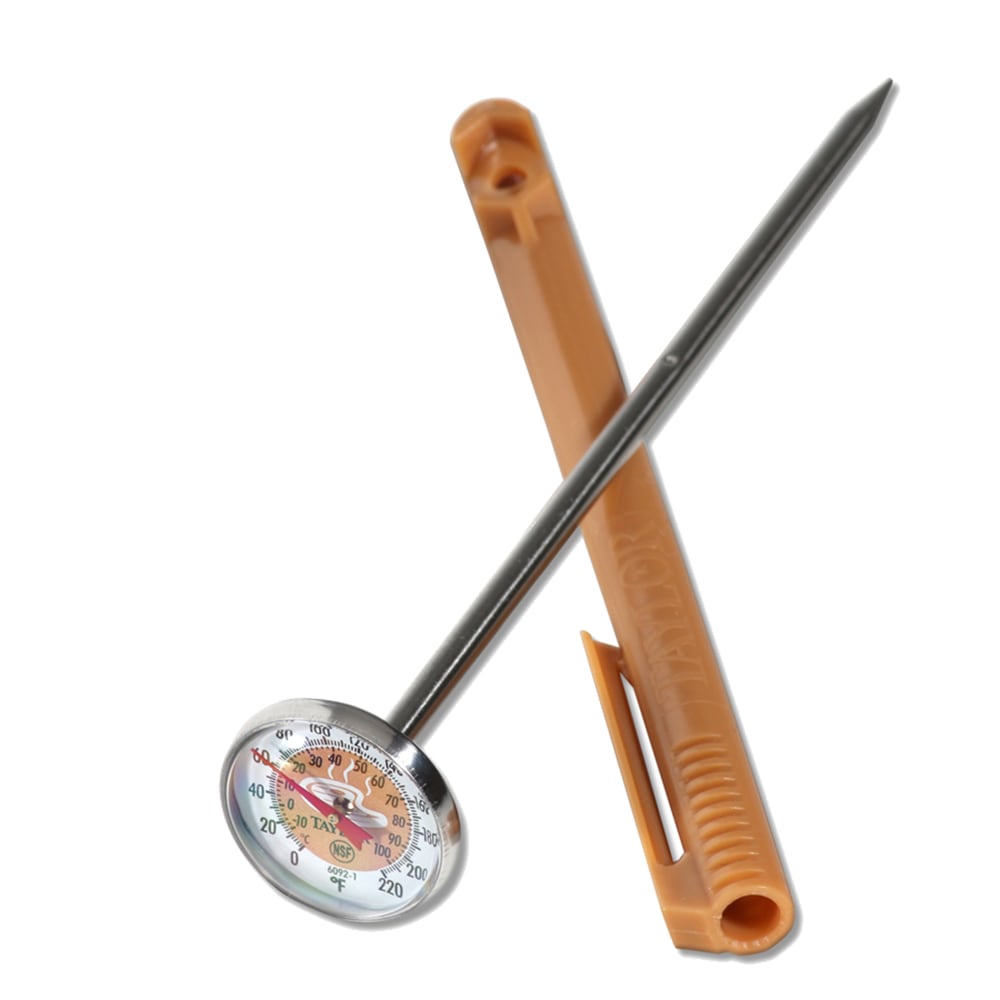 Taylor 6092NBRBC 1" Food Safety Thermometer w/ 5" Stem - 0 to 220°F, Brown