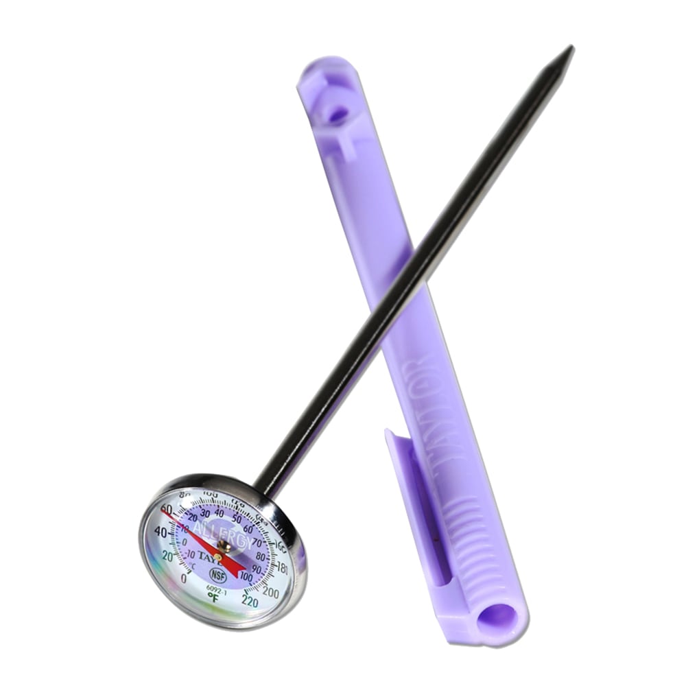 Taylor 6092NPRBC 1" Food Safety Thermometer w/ 5" Stem - 0 to 220°F, Purple