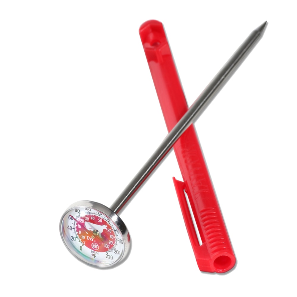 Taylor 6092NRDBC 1" Food Safety Thermometer w/ 5" Stem - 0 to 220°F, Red