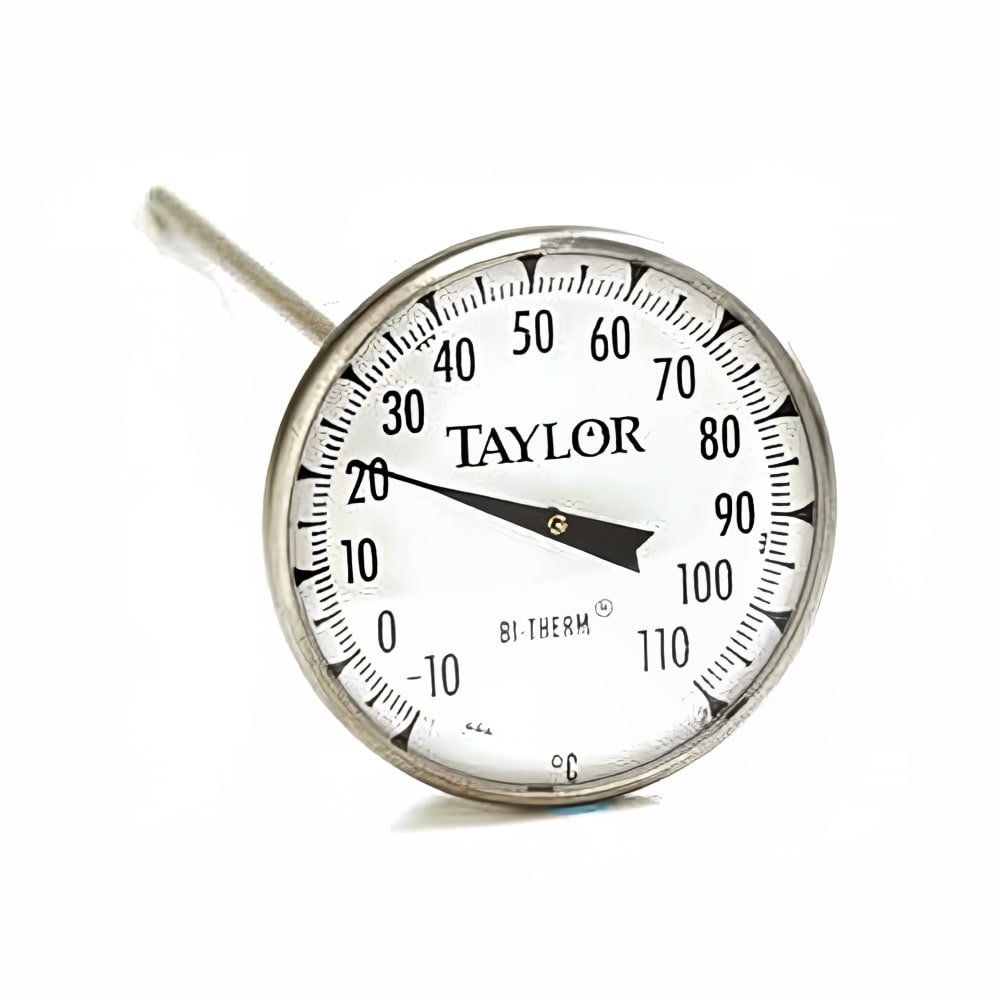 Taylor 6235J 2" Dial Type Pocket Thermometer w/ 8" Stem, -10 to 110 Degrees C