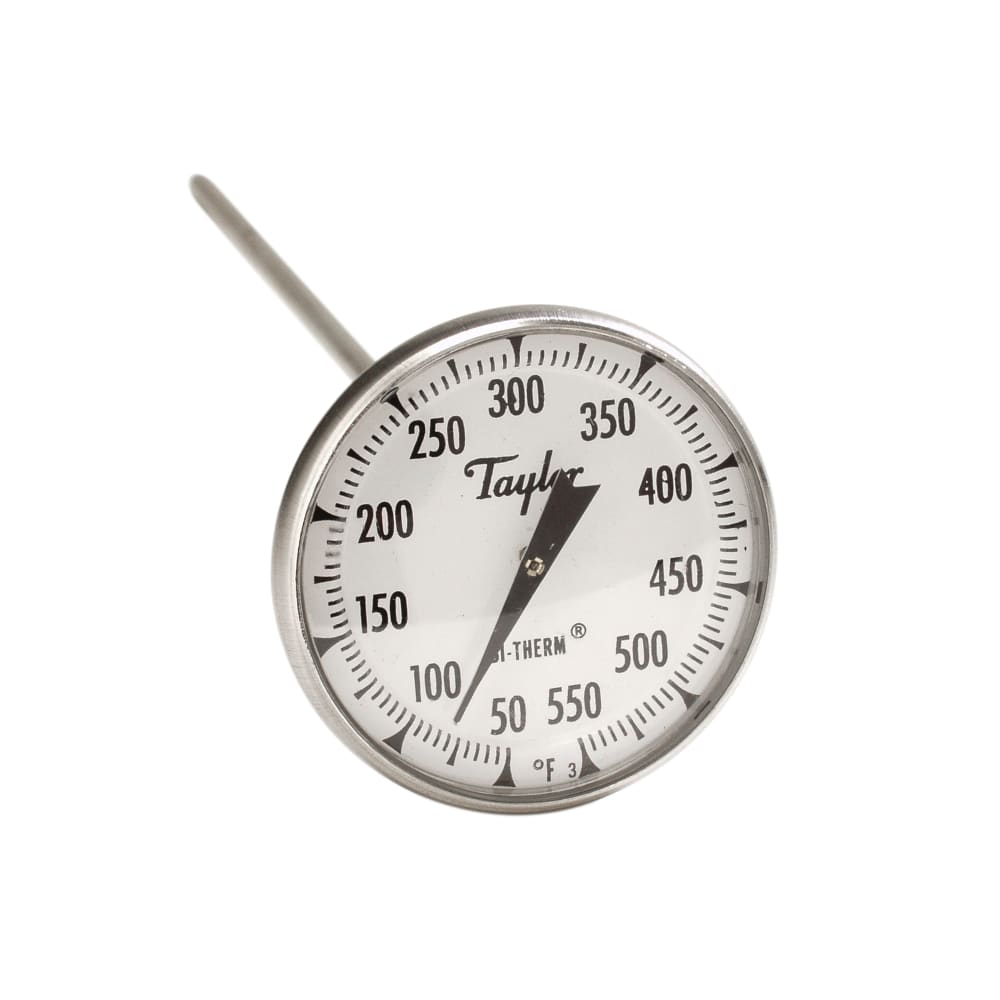 Taylor 8220J 1 3/4" Dial Type Pocket Thermometer w/ 8" Stem, 50 to 550 Degrees F