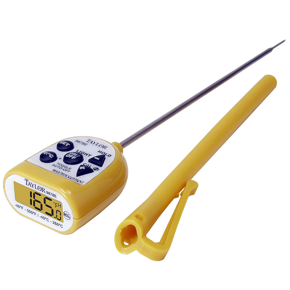 Taylor 9878E Digital Pocket Thermometer w/ 4 1/2" Stem, -40 to 500 Degrees F