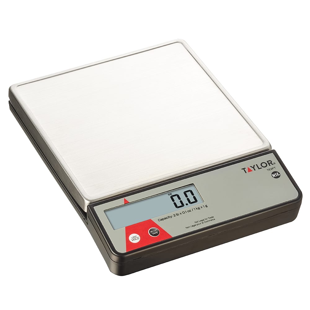 Taylor TE2FT 2 lb Digital Portion Control Scale - 7 3/20" x 7 3/20", Stainless Steel