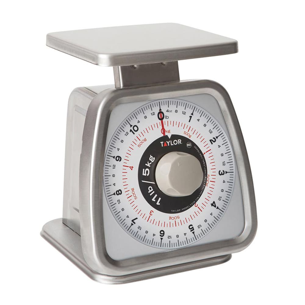 Taylor TS10 11 lb Analog Portion Control Scale - 6" x 5 1/4", Stainless Steel