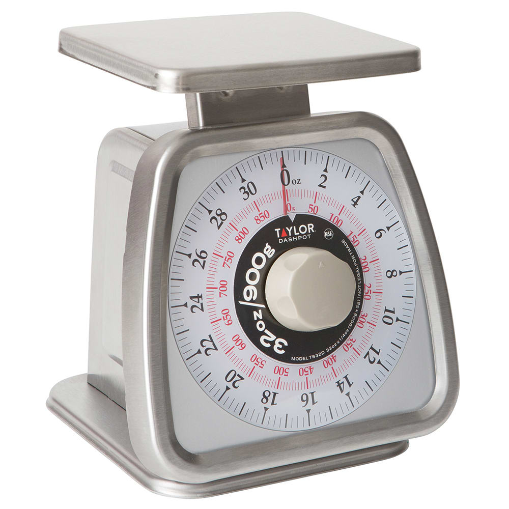Taylor TS32D 32 oz Analog Portion Control Scale - 6" x 5 1/4", Stainless Steel