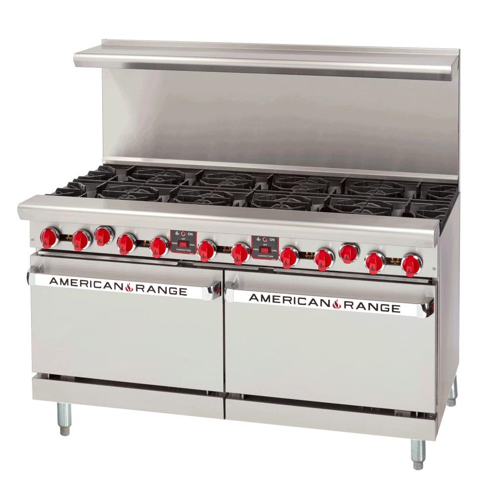 American Range AR-10-CC 60" 10 Burner Gas Range w/ (2) Convection Ovens, Liquid Propane
