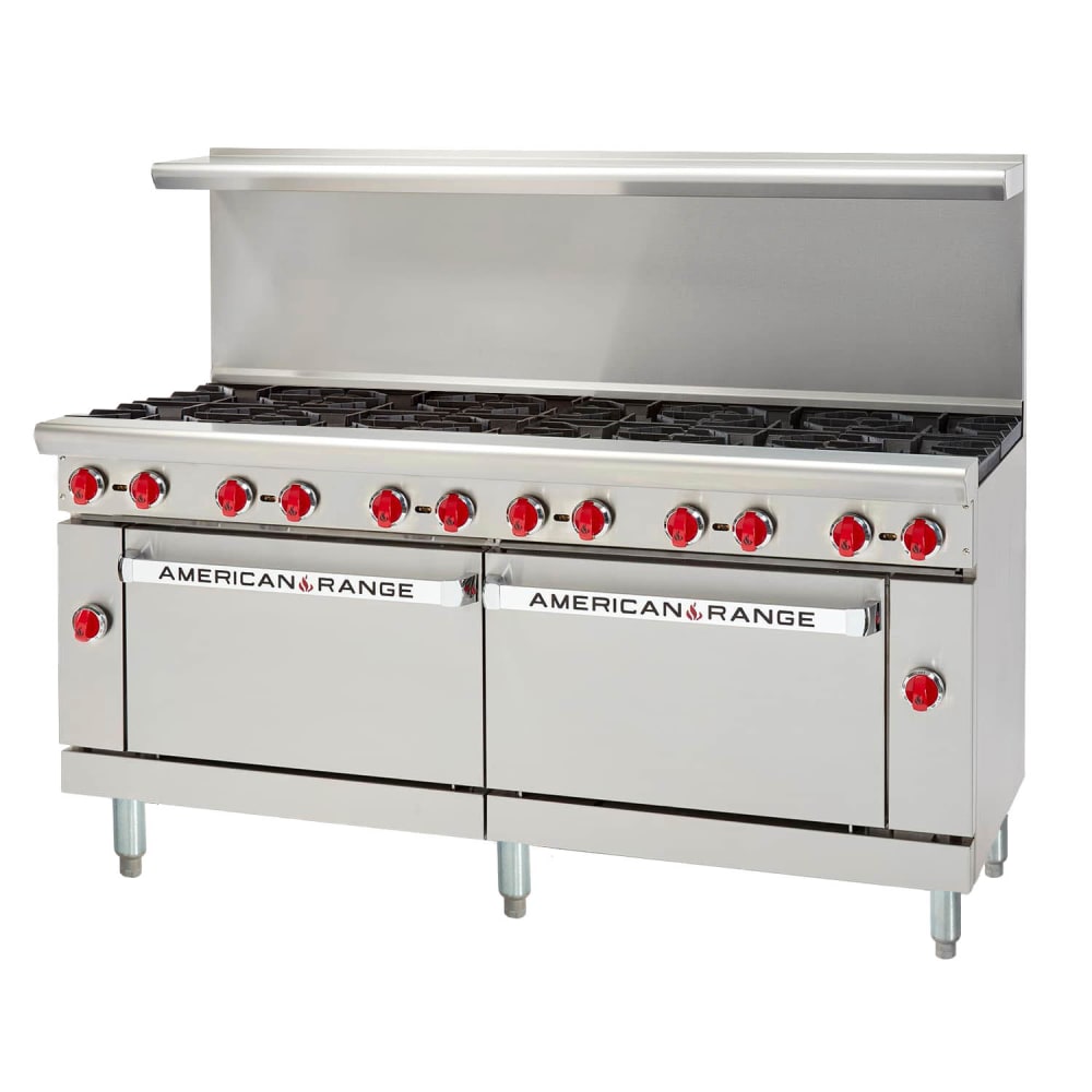 American Range AR-12-126L-SBR 72" 10 Burner Gas Range w/ Standard Oven & Storage Base, Natural Gas